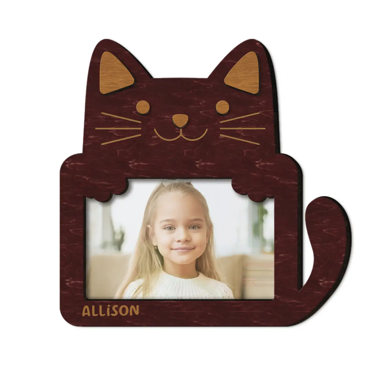 Фоторамка персонализированная с кошкой горизонтальная на 1 фото Бордовый (cat_4x6_horizontal-3) - фото 1 Фоторамка персонализированная с кошкой горизонтальная на 1 фото Бордовый (cat_4x6_horizontal-3) - фото 1