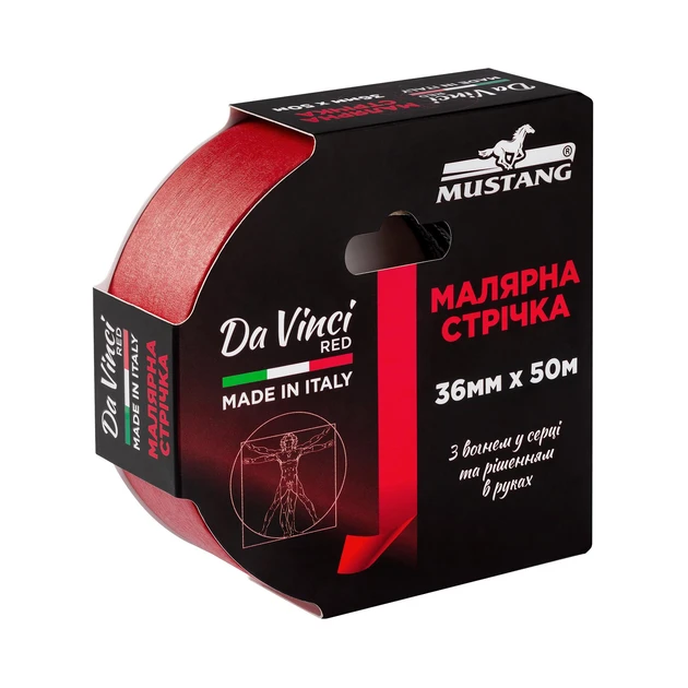 Малярная лента Mustang Da Vinci Red рисовая 36 мм х 50 м Красный - фото 1 Малярная лента Mustang Da Vinci Red рисовая 36 мм х 50 м Красный - фото 1