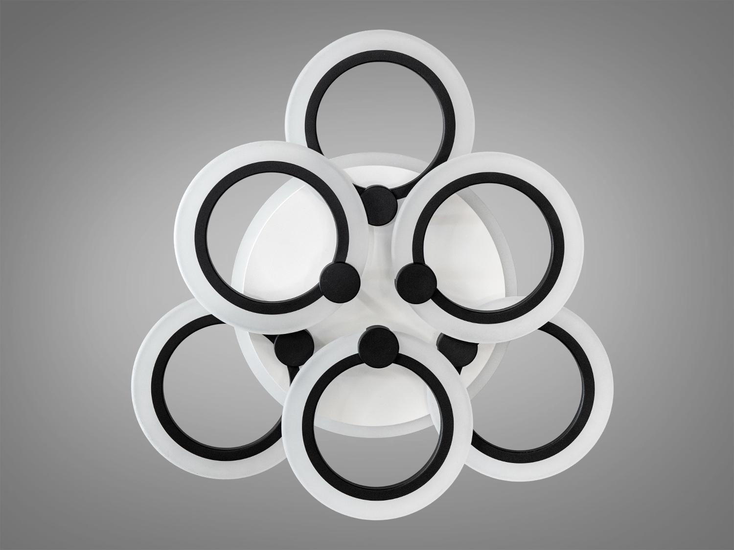 Люстра акриловая для кухни в стиле хай-тек с подсветкой A8022-3+3BK-LS 72W на 11 м2 Черный (1750082704) - фото 4