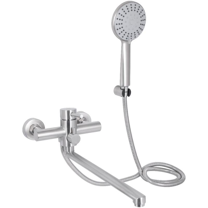 Смеситель для ванны Lidz Aria 005 с поворотным изливом и душевым гарнитуром K35 Nickel (LDARI005NKS34939)