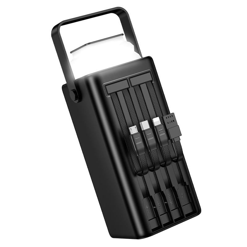 Павербанк Borofone BJ65A 50000мА·г с быстрой зарядкой 22,5 Вт/встроенными кабелями и фонарем Черный (7d27cdd2) - фото 4