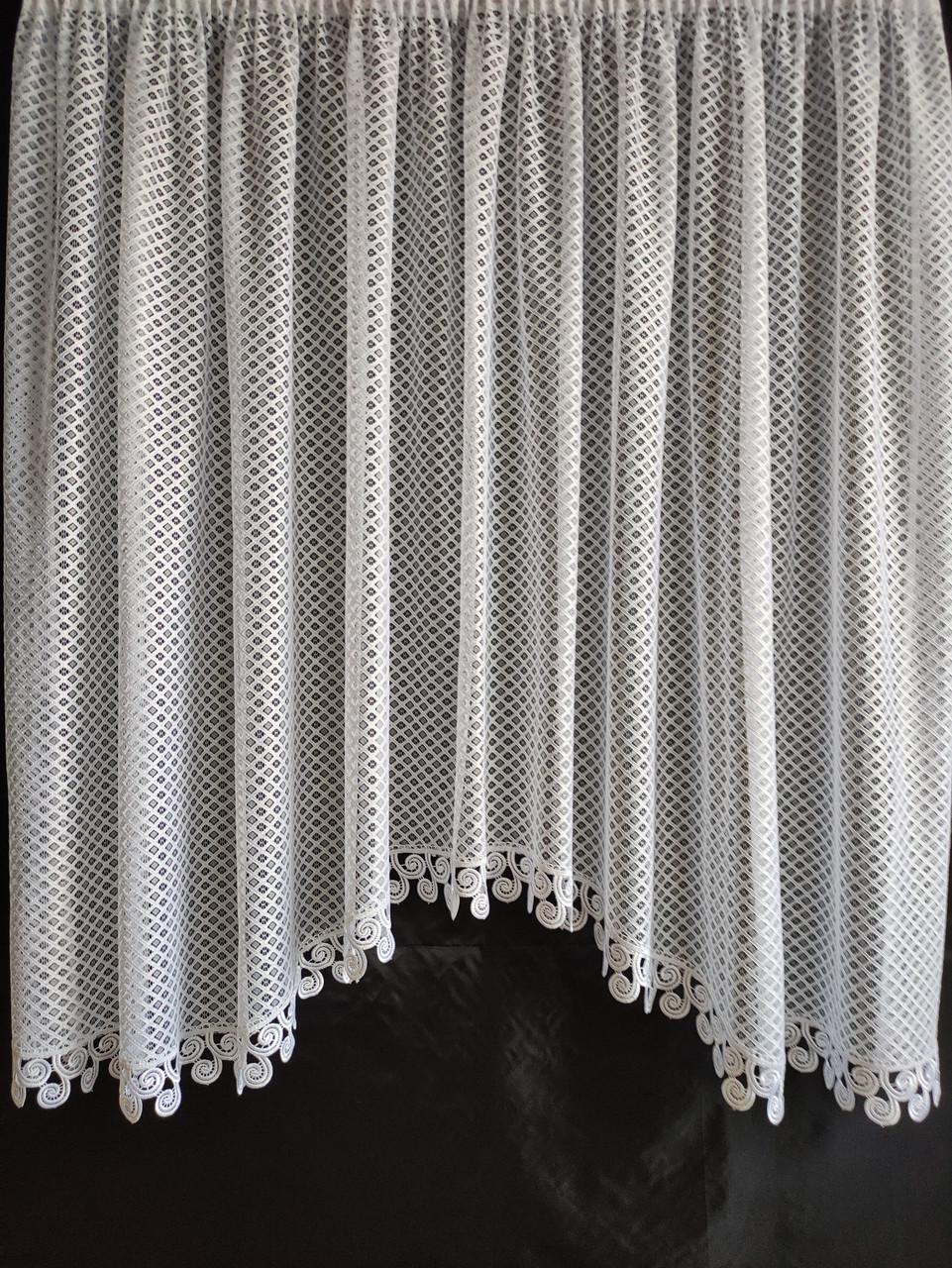 Тюль-сетка аркой с кружевом 300x150 см Белый (а10б-33р)