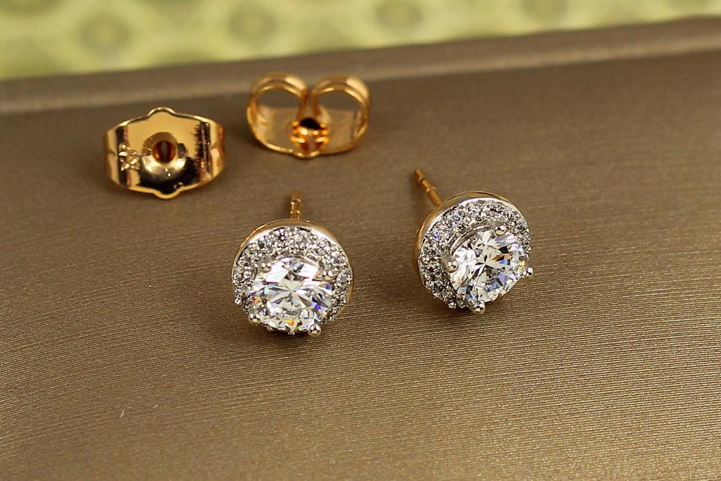 Серьги гвоздики Xuping Jewelry ореол с родием 8 мм Золотистый (31003788)