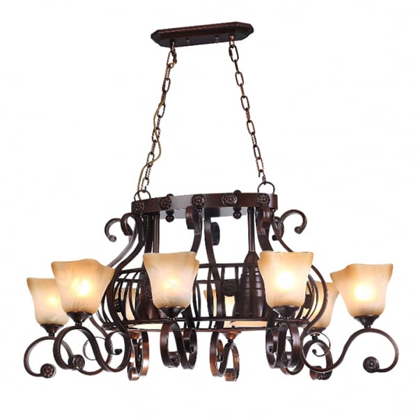 Люстра классическая Flora на 8 плафонов из матового стекла Коричневый (YA007/8+2)