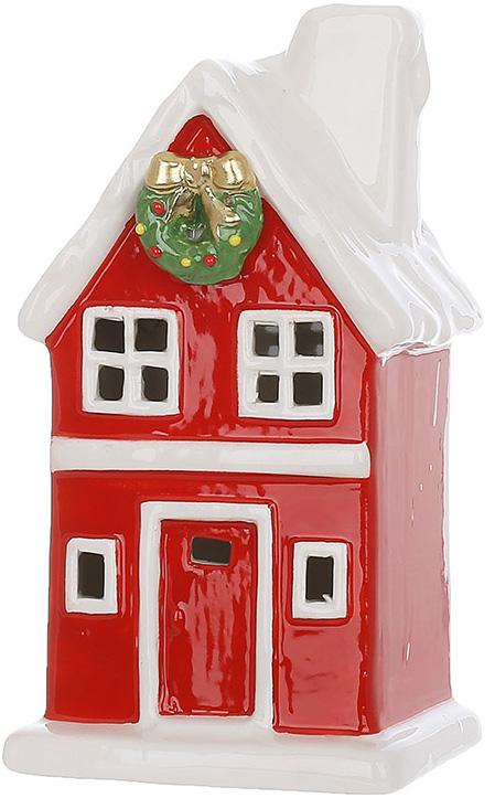 Декор керамический Красный Домик 14см с LED-подсветкой