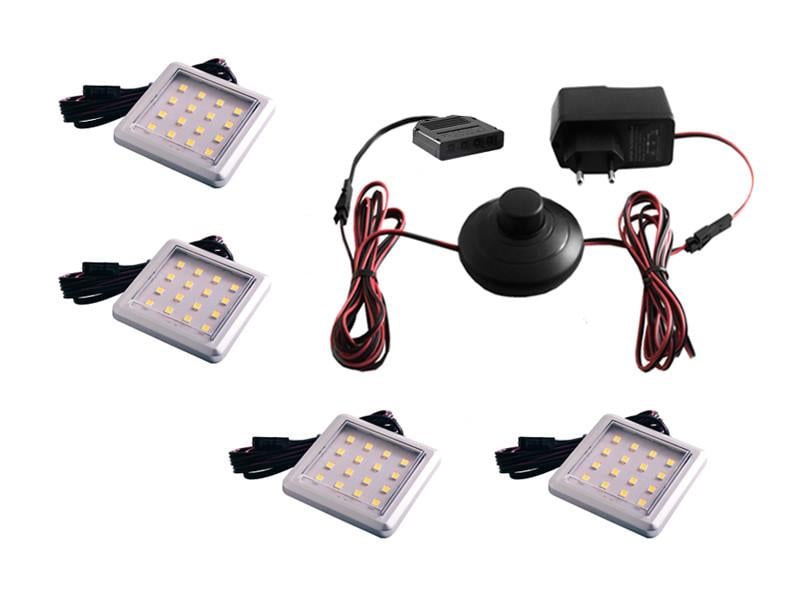 Комплект светодиодных светильников LEDUA квадратных для мебели 4шт 220В 8Вт IP20 белый (37362181)