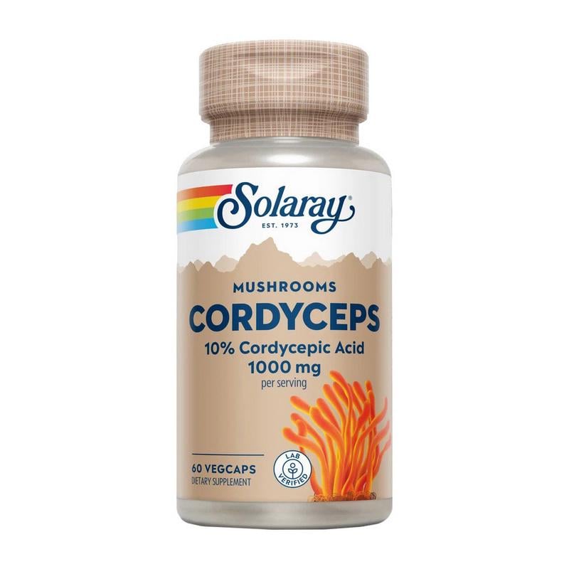 Мицелий кордицепс Solaray Cordyceps Mushroom 1000 mg 60 вер. капс.