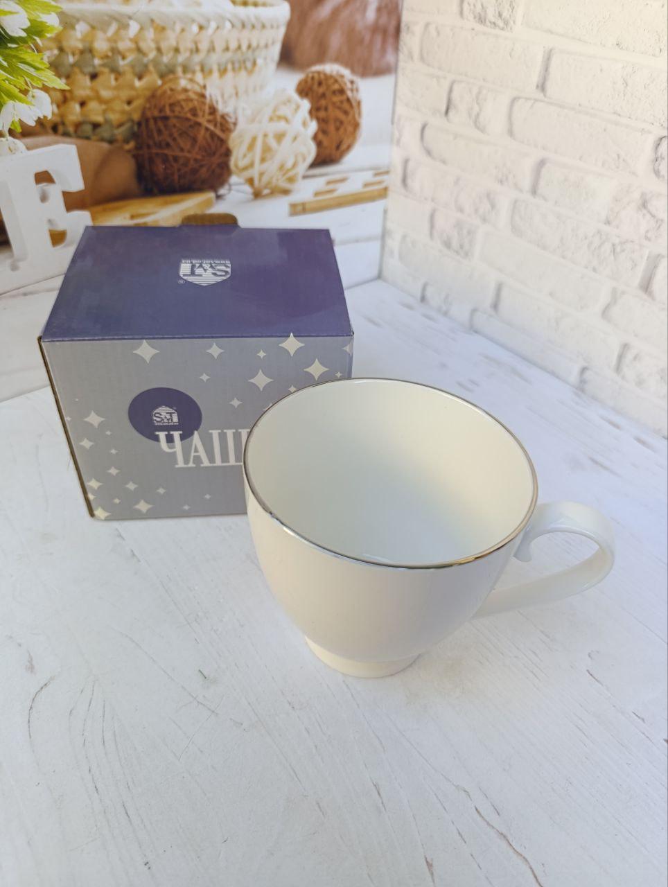 Чашка SNT cрібло порцеляна 440 мл Білий (2225-4) - фото 3 Чашка SNT cрібло порцеляна 440 мл Білий (2225-4) - фото 3