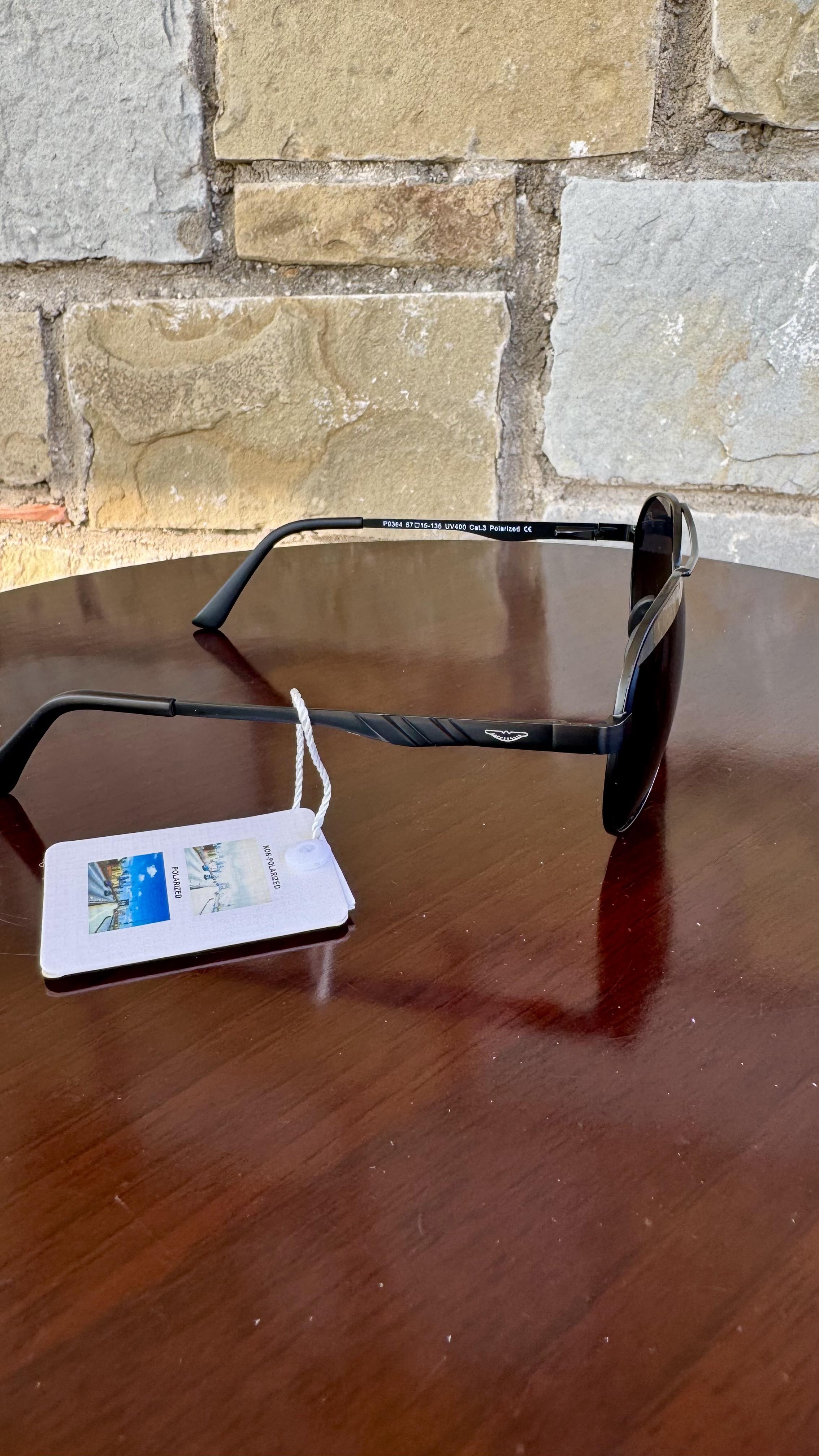 Солнцезащитные очки мужские Polaroid Aviator поляризационные антибликовые капля матовые Зелено-серый (eb59d0f7) - фото 8