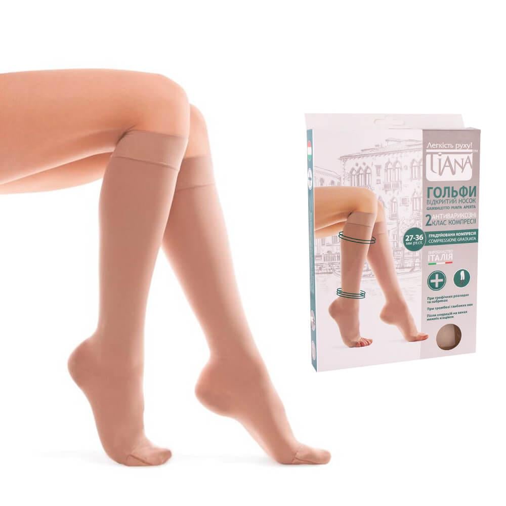 Гольфы компрессионные Tiana 931 2 класс 27-36 мм рт.ст. открытый носок р. 5 Бежевый (13041)