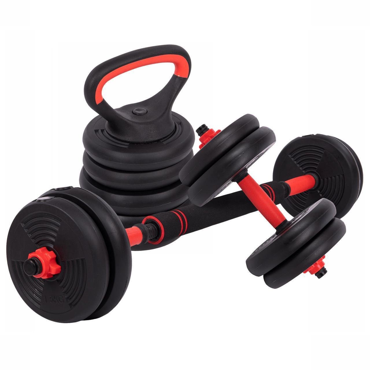 Набір трансформер SP-Sport LN-1100-15 гантелі/гиря/штанга/упори 6в1 15 кг (2621536100)