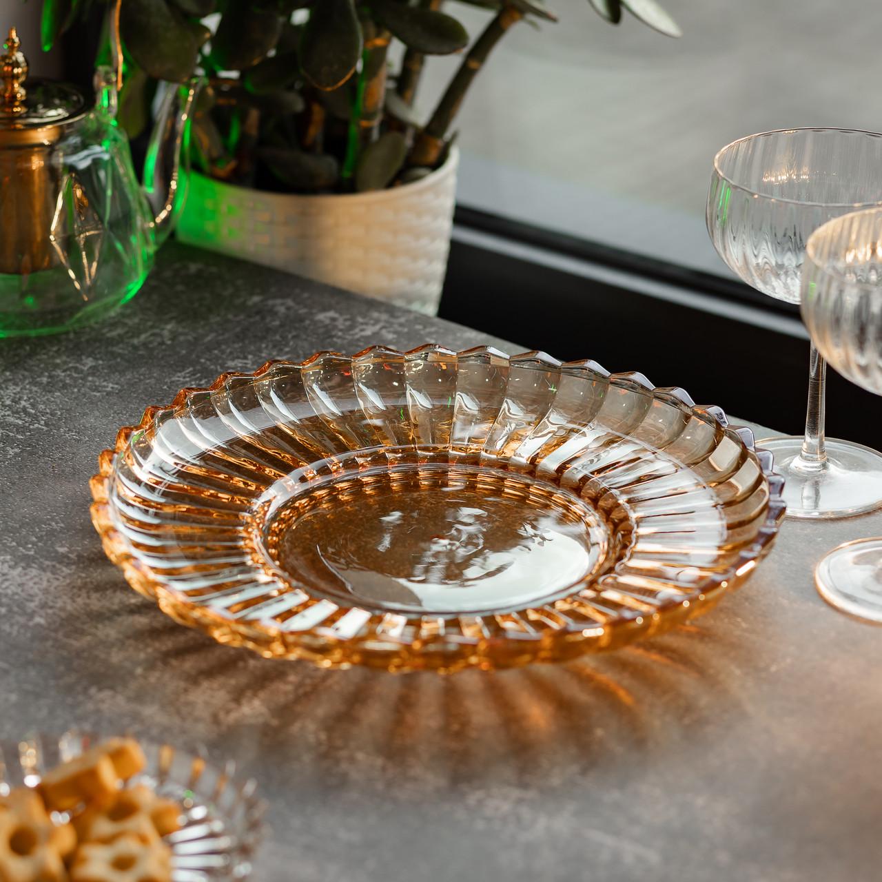 Блюдо сервірувальна скляна для подачі закусок/десертів/фруктів 28 см Прозорий (5998) - фото 5