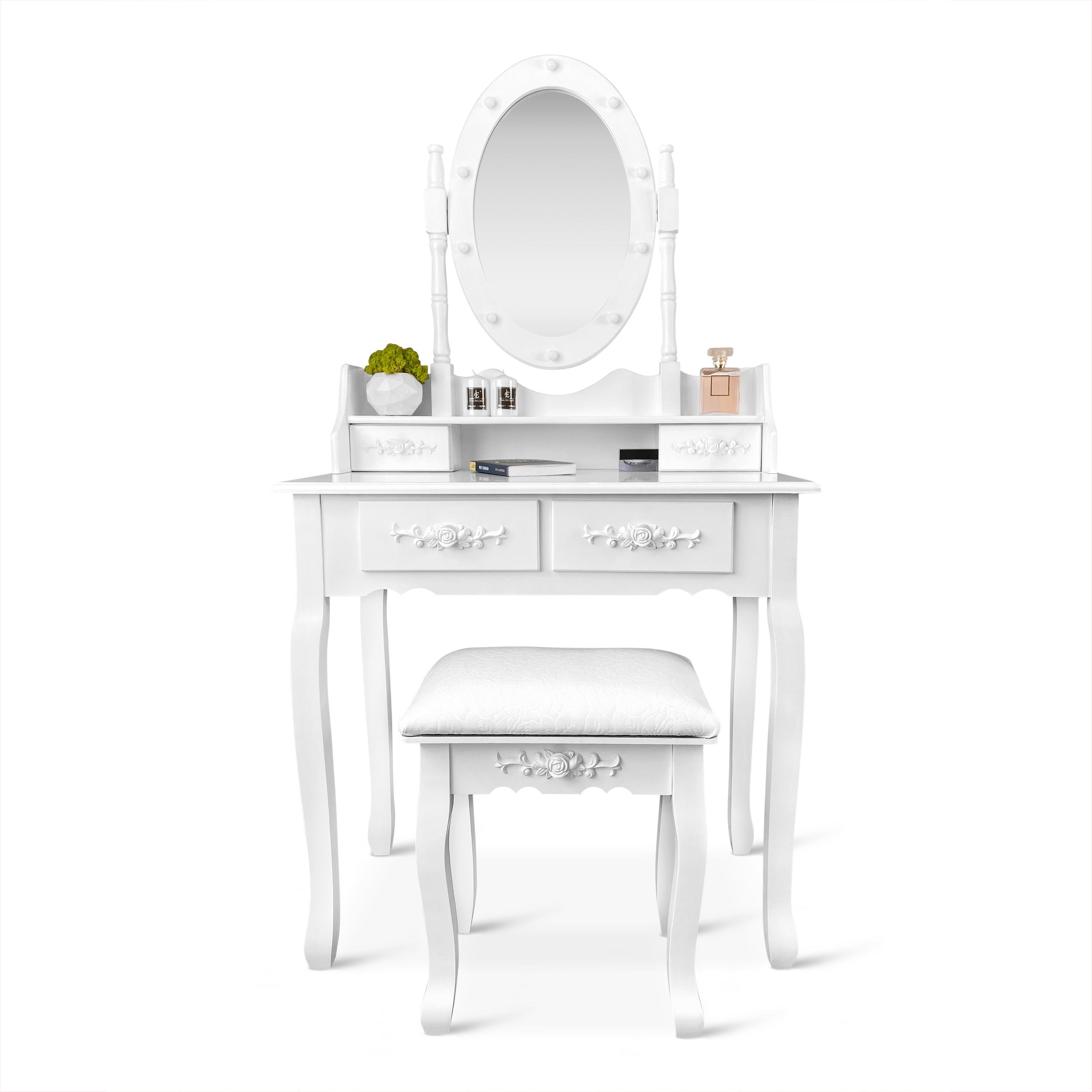 Туалетний столик з дзеркалом Homart Tioli з підсвіткою та табуретом Білий (9363) - фото 2 Туалетний столик з дзеркалом Homart Tioli з підсвіткою та табуретом Білий (9363) - фото 2