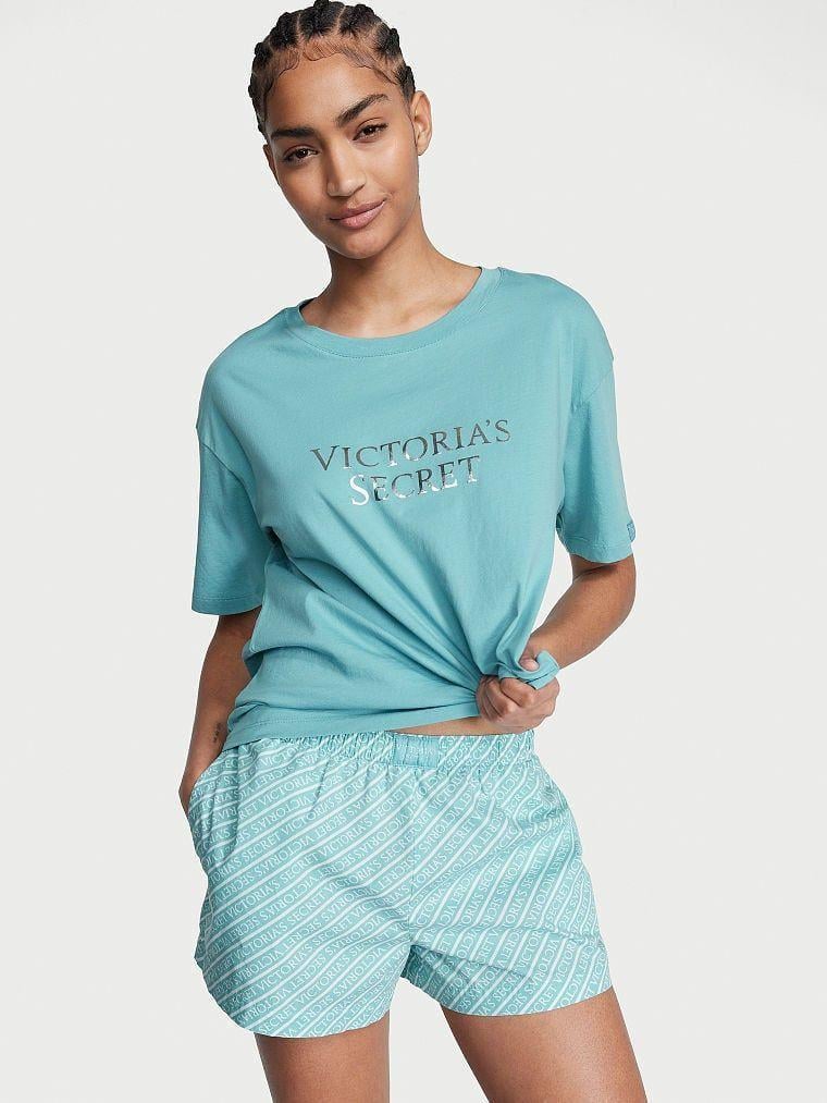 Пижама Victoria's Secret Cotton Short Tee-Jama Set XS Бирюзовый (2260117107) Пижама Victoria's Secret Cotton Short Tee-Jama Set XS Бирюзовый (2260117107)