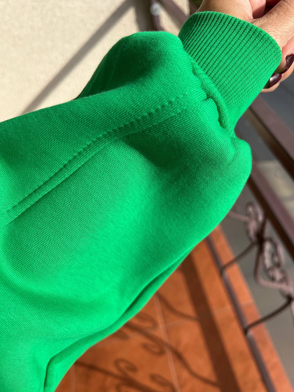 Свитшот женский OLIVIA 2479 широкий утепленный вышивка OS Зеленый (1127) - фото 4