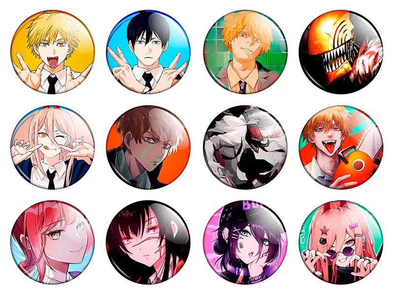 Набір значків Аніме Chainsaw Man 12 шт. (NZN00259)