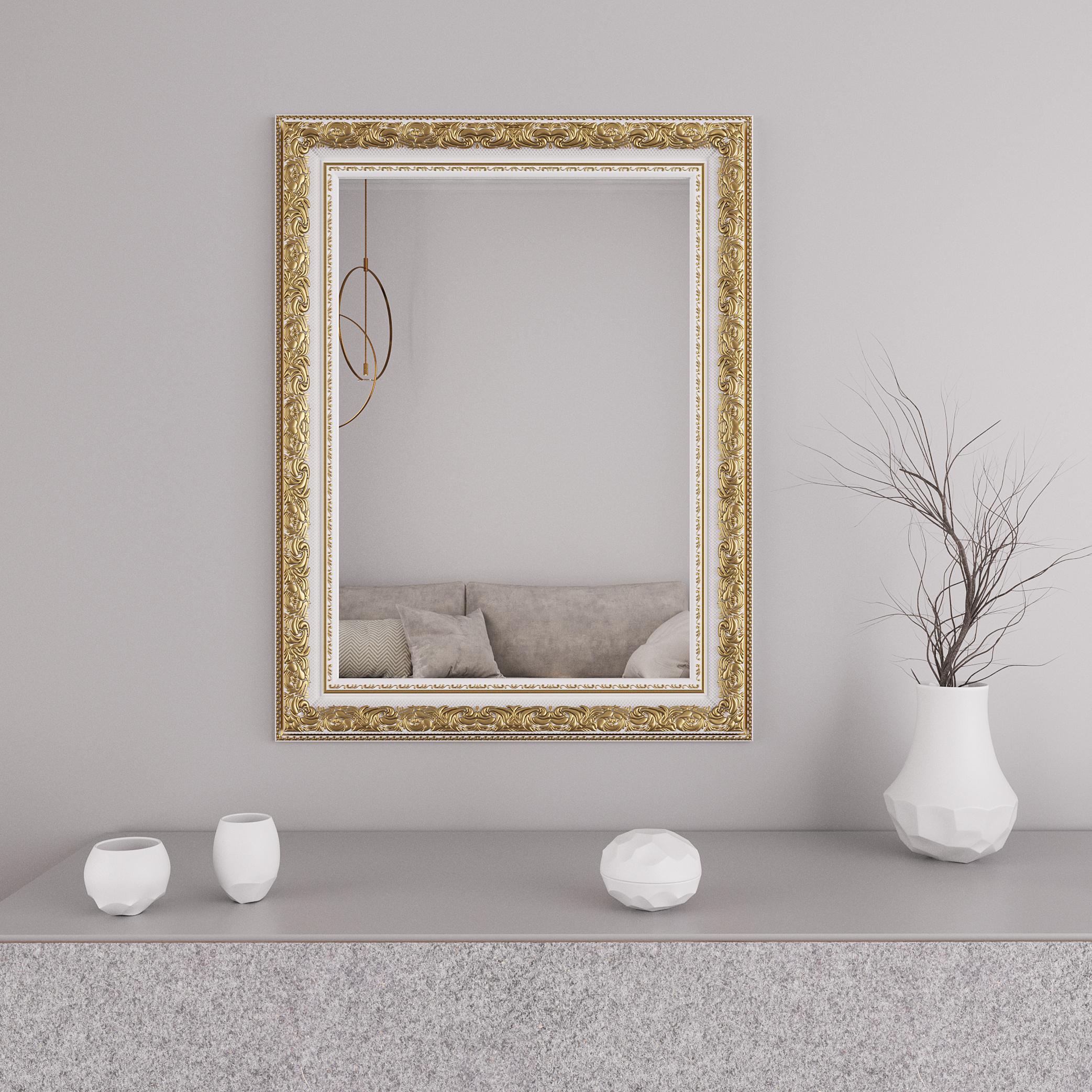 Зеркало настенное Black Mirror 86х66 Белый с патиной золота (8731А-64G)