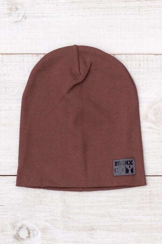 Шапка демісезонна для хлопчика в дрібний рубчик Носи Своє One size Шоколадний (17218)