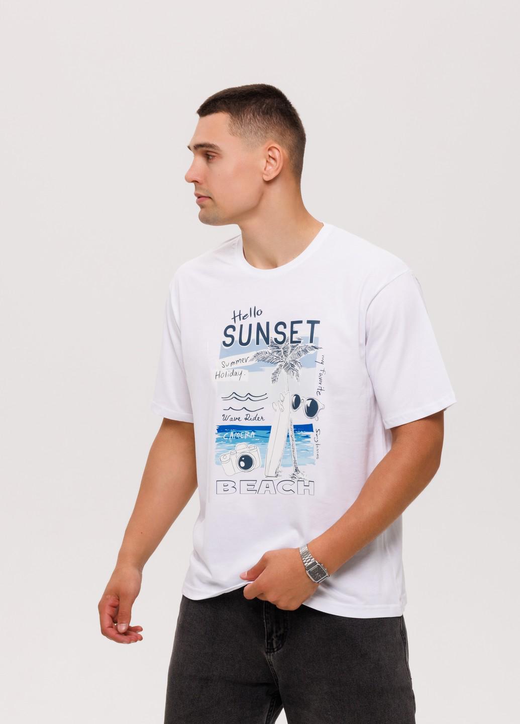 Мужская футболка Hello sunset Наталюкс 2XL Белый (1218023200051) - фото 2