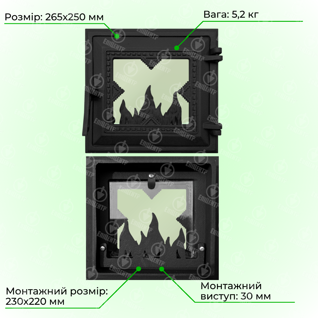 Дверцята дчавунні ля печі Вишиванка з термостійким склом 265х250 мм - фото 6 Дверцята дчавунні ля печі Вишиванка з термостійким склом 265х250 мм - фото 6