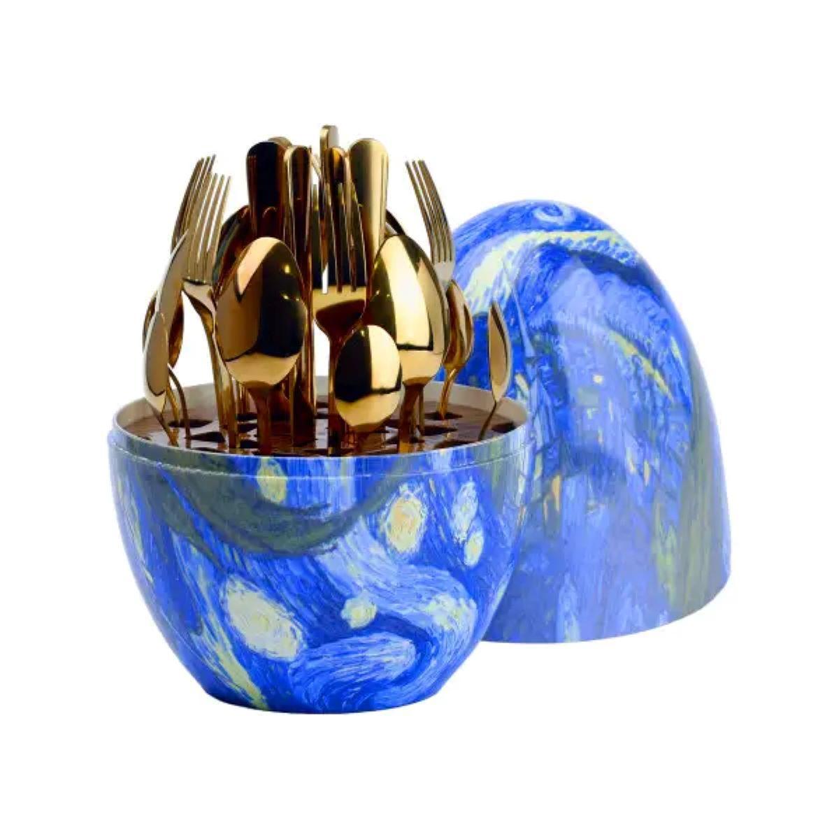 Набор столовых приборов Яйцо из нержавеющей стали с подставкой на 6 персон 24 шт. (HP78812)