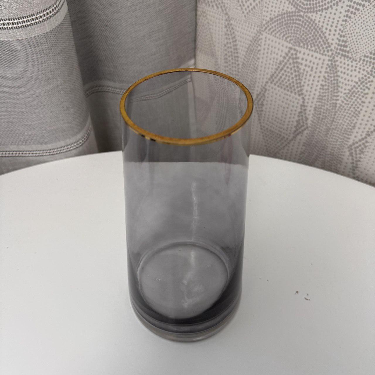 Ваза стеклянная 25 см Прозрачно-Серый/Золотой (AWN-00462) - фото 2