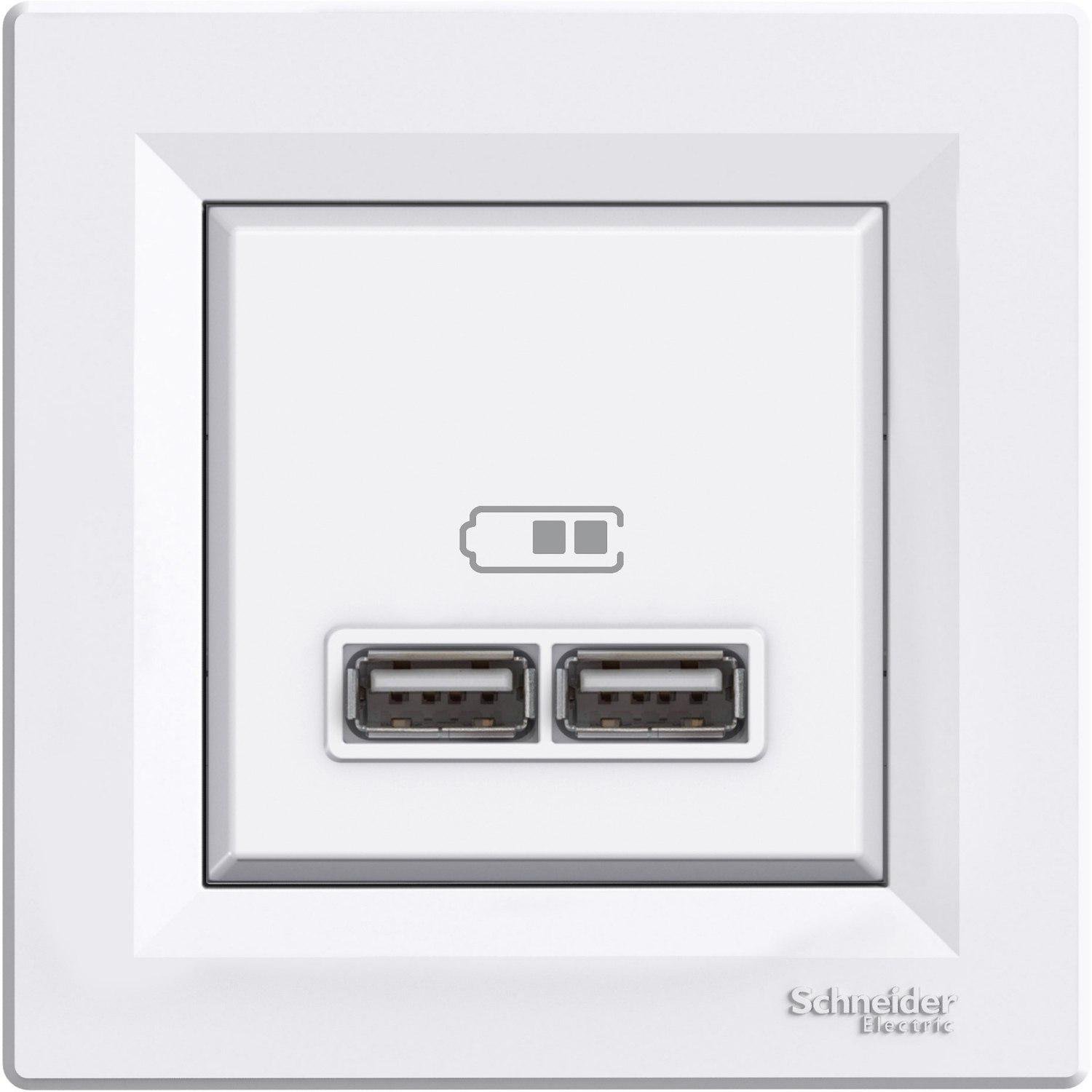 Розетка Schneider Asfora EPH2700221 USB 2,1A Белый (EPH2700221)
