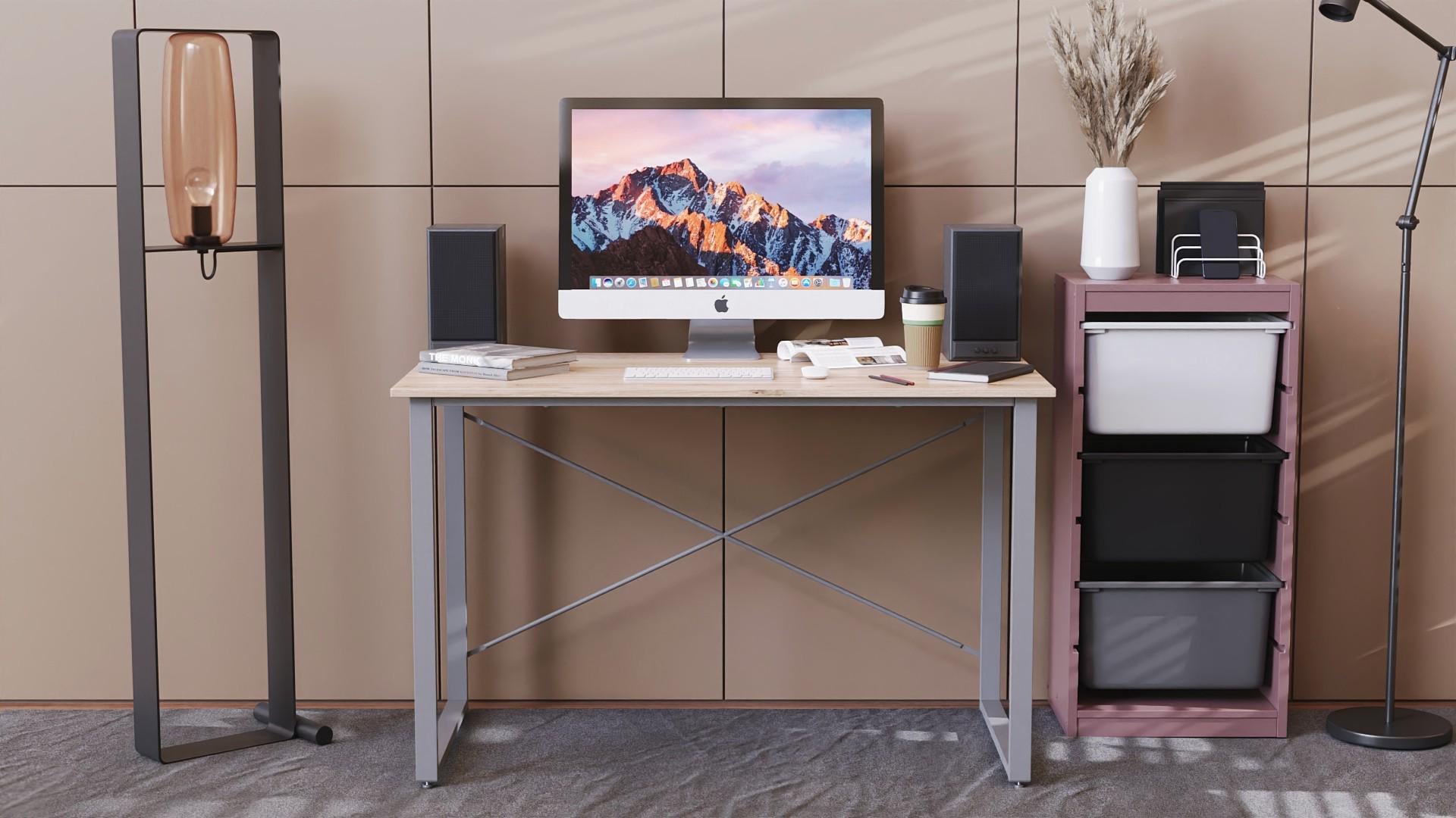 Компьютерный стол Ferrum-decor Дейв ДСП 32 мм 75x140x60 см Серый/Дуб Сан-Марино (FRD-102386)