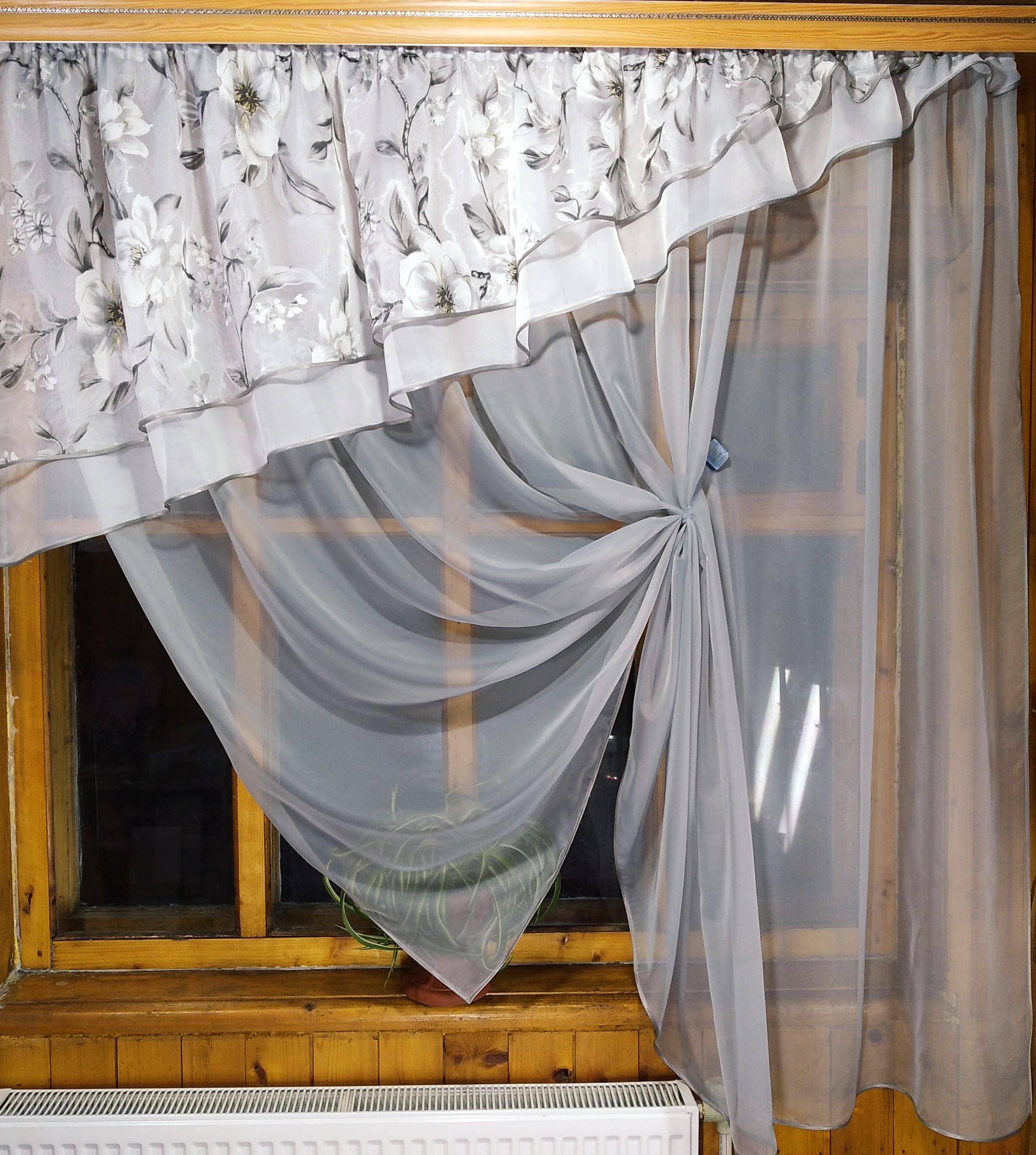 Занавеска кухонная короткая Алия Серый/Яблочный - фото 3 Занавеска кухонная короткая Алия Серый/Яблочный - фото 3