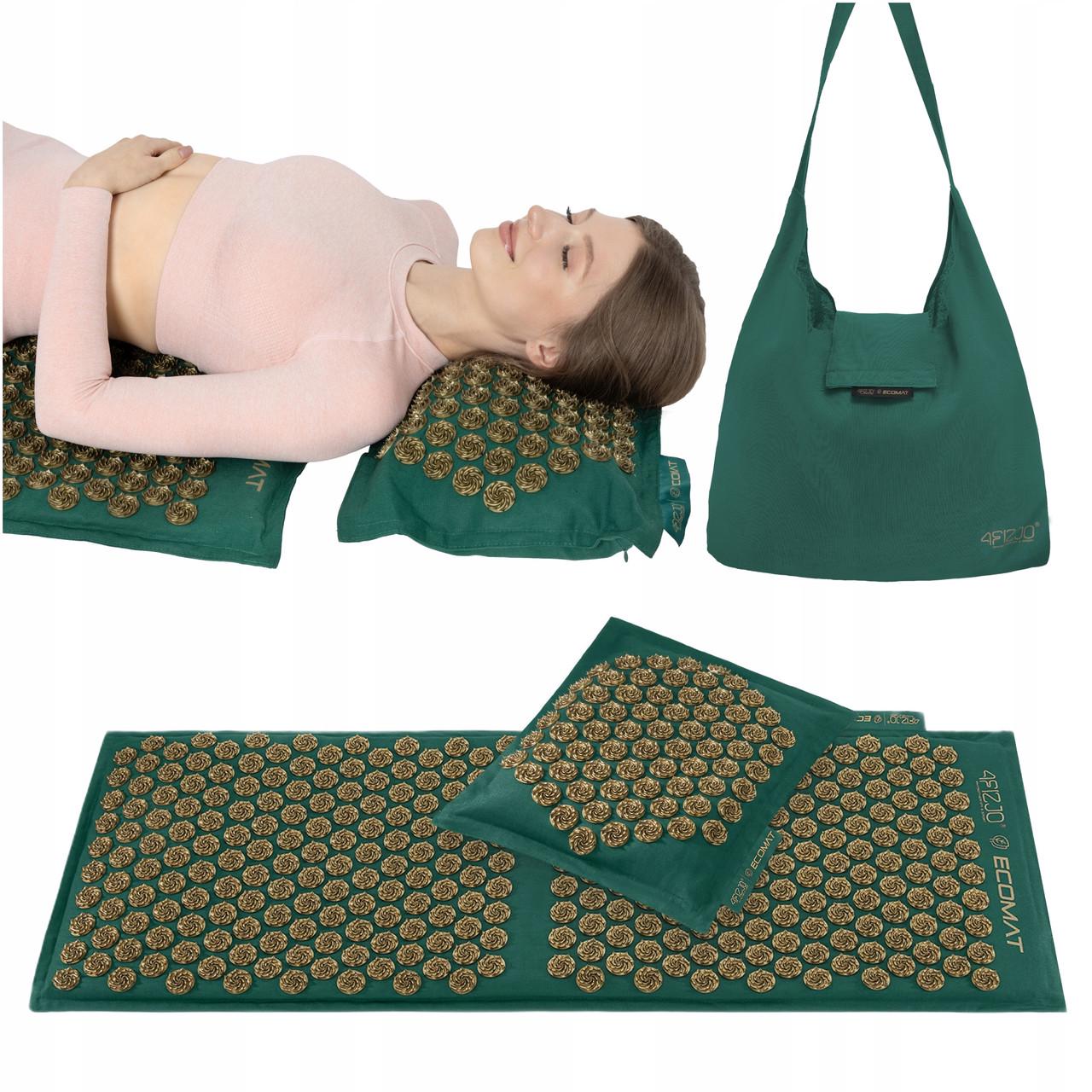 Килимок акупунктурний з подушкою 4fizjo Eco Mat XL аплікатор Кузнєцова Navy Green/Gold (P-5907739313614) - фото 11