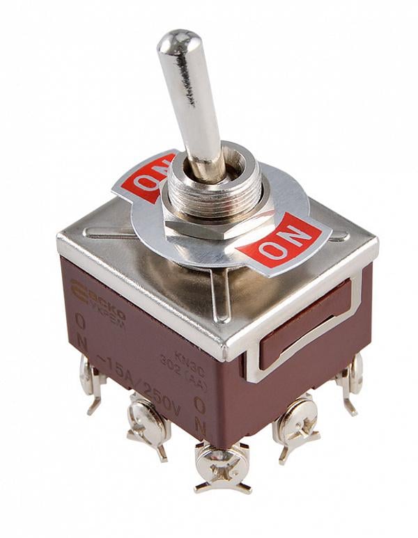 Тумблер АСКО-Укрем KN3C-302 ON-ON 2NO 15А 250 V 2 положения 9 контактов (A0140060008)