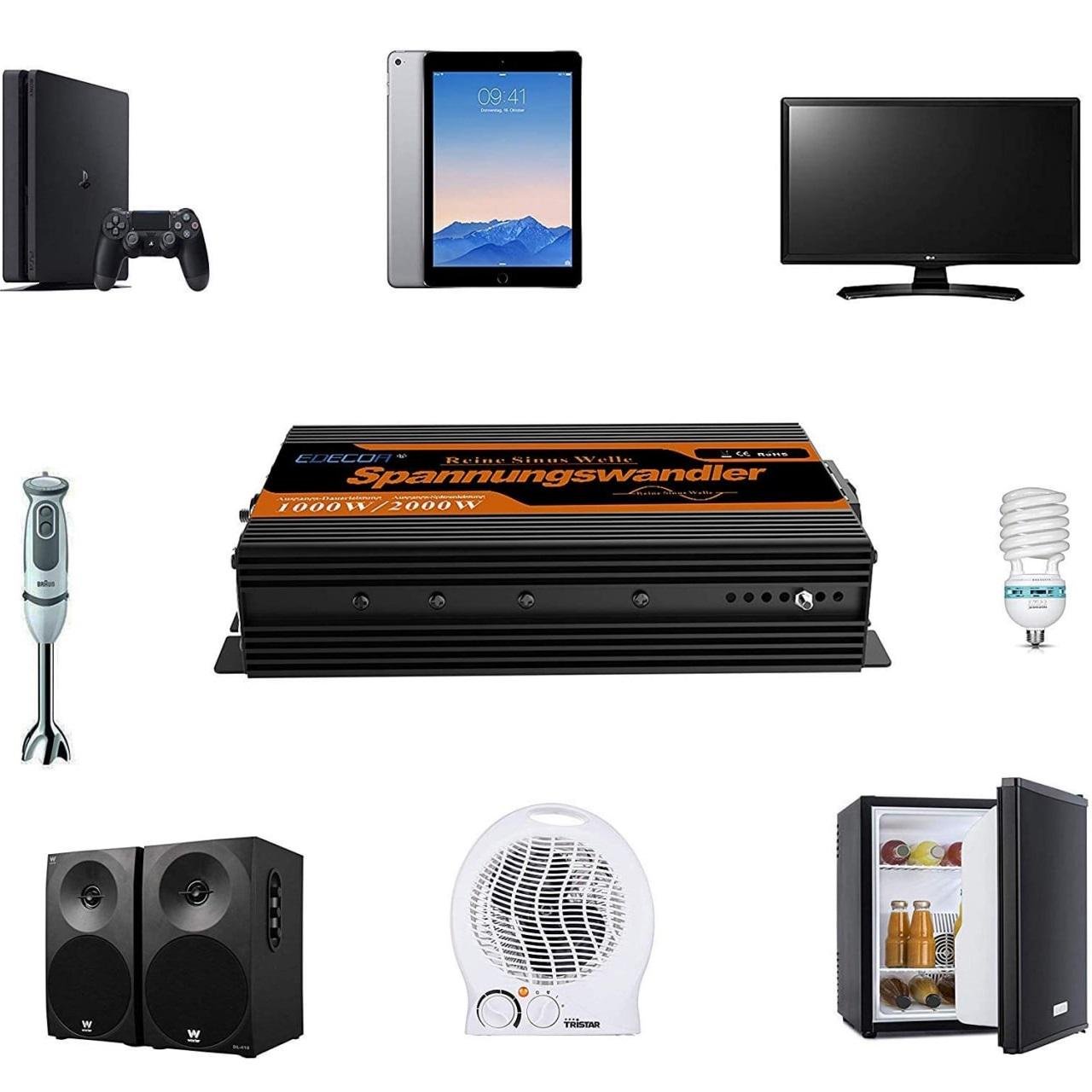 Преобразователь напряжения Edecoa Spannungswandler 12-230 v/1000/2000 w - фото 4 Преобразователь напряжения Edecoa Spannungswandler 12-230 v/1000/2000 w - фото 4