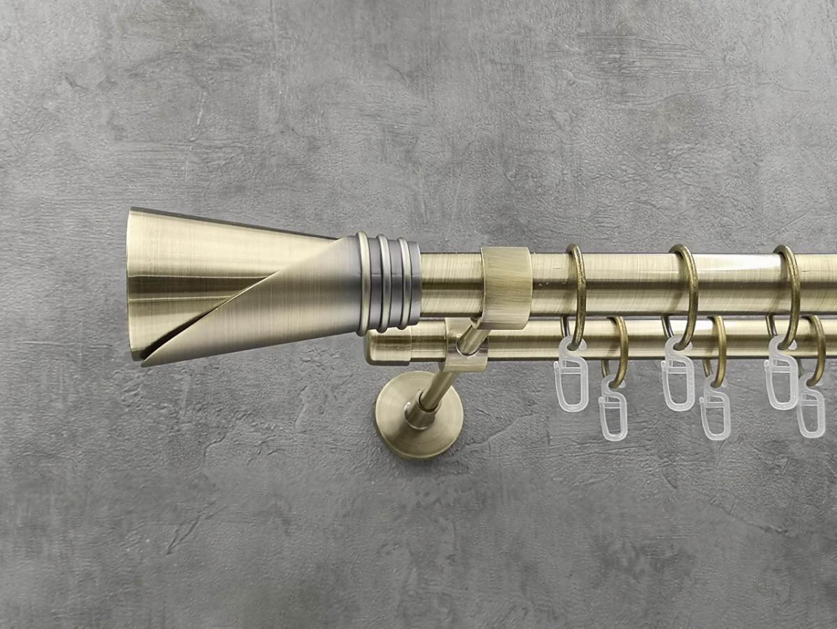 Карниз Quadrum Дункан гладкая штанга двойной модерн 25/19 мм 160 см Антик (264773721)