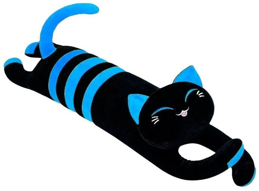 Игрушка мягкая полосатый кот батон 110 см Черный с голубым (VRT-110)