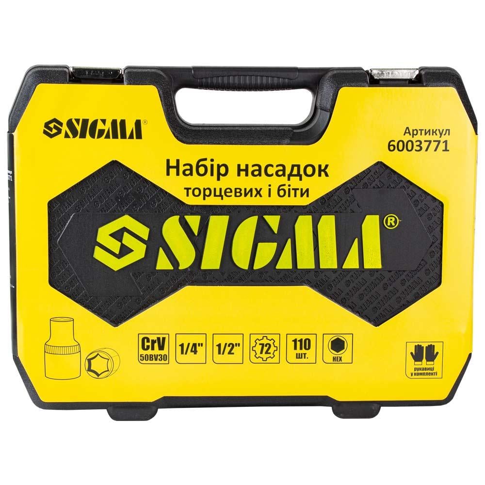 Набір торцевих насадок з бітами Sigma 1/4" & 1/2" 110 шт. CrV mid (6003771) - фото 7