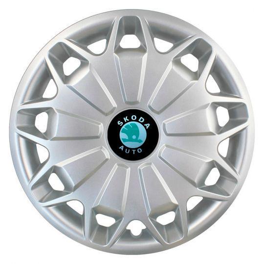 Автомобильные колпаки SKS 338 R15 с логотипом Skoda 4 шт. Серебристый