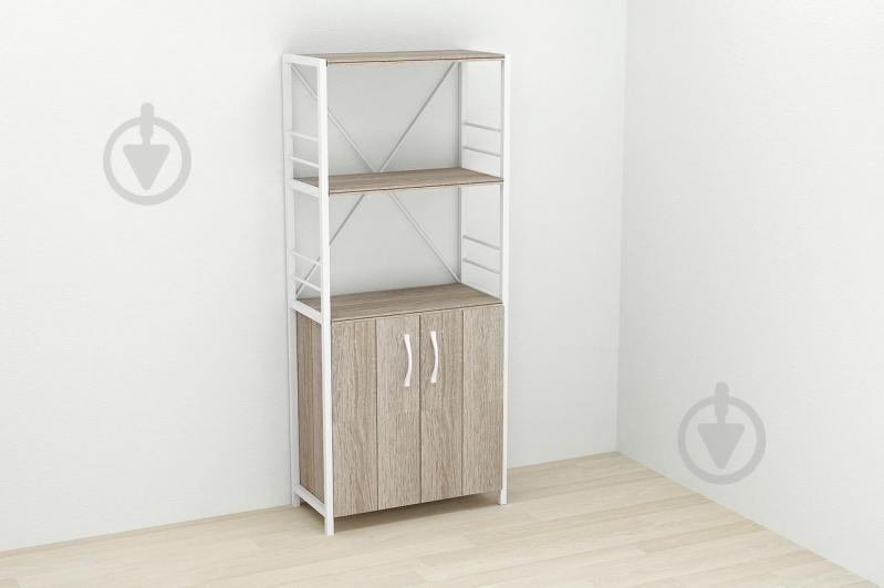 Этажерка 3/60 Ferrum-decor Серии Конект с тумбой  144x60x28 Белый ДСП Сонома Трюфель (FD1032)