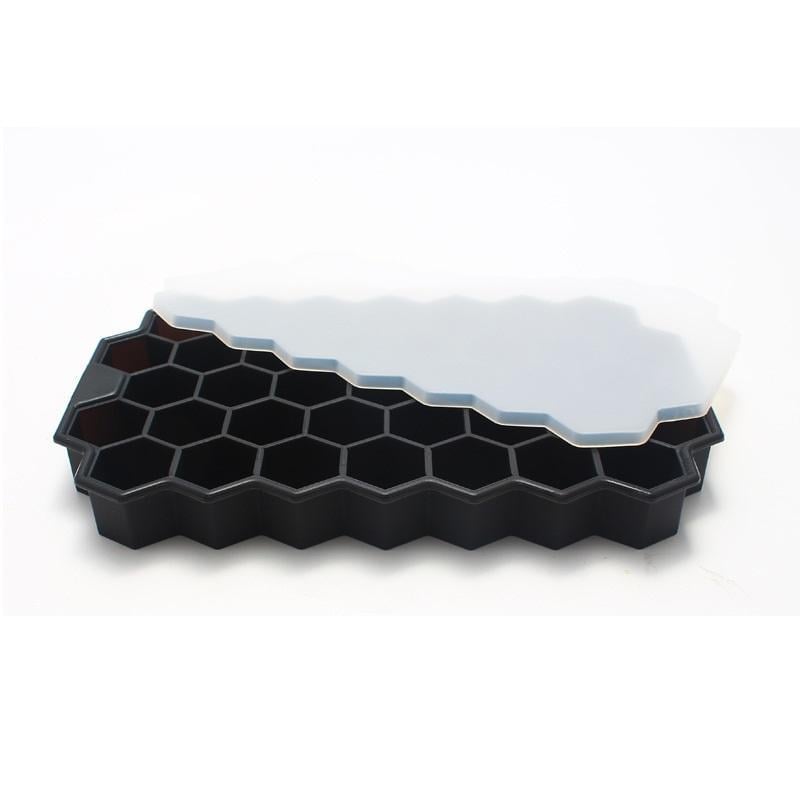 Форма для льоду Соти 37 комірок силіконова з кришкою Чорний (НР051357)