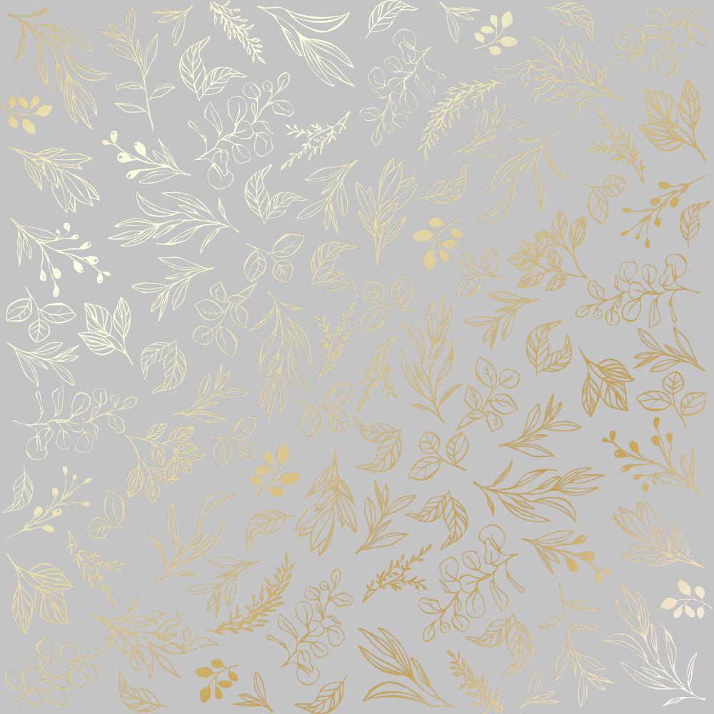 Лист бумаги односторонний Golden Branches с фольгированием 30,5х30,5 см Gray
