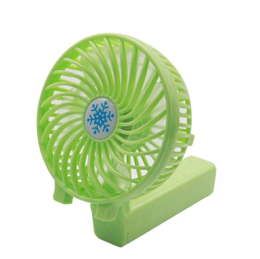 Вентилятор портативный Mini Fan с аккумулятором и ручкой что складывается Зеленый