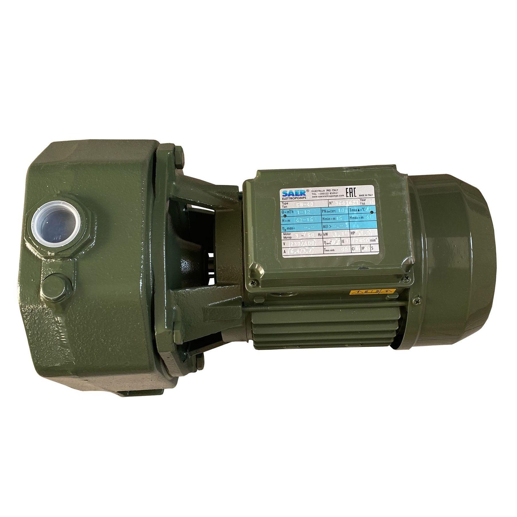 Насос центробежный SAER Elettropompe CB 40 PL трехфазный 1,1 кВт 12,0 м3/год 41 м