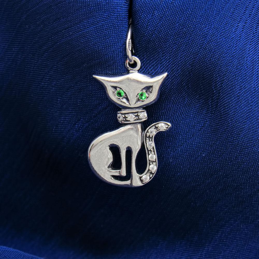 Срібний підвіс Граціозна кішка з фіанітами (1279321211) - фото 2 Срібний підвіс Граціозна кішка з фіанітами (1279321211) - фото 2