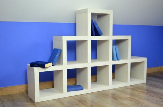 Шафа книжкова Inteo Кубус Гірка 3 1750х1070х290 мм товщина корпусу 50 мм 3Д Вудлайн кремовий