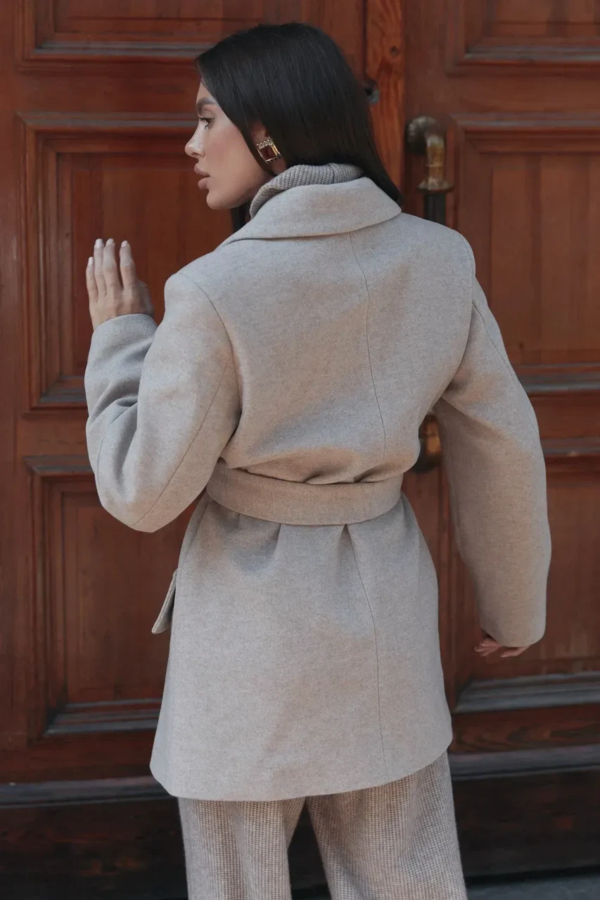 Пальто двухбортное Seventeen XXL-3XL Бежевый - фото 8