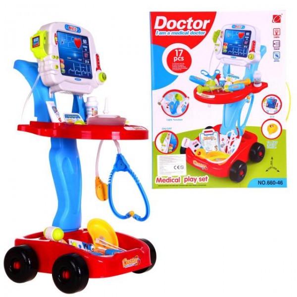 Набор доктора 660-46 с тележкой свет звук в коробке - фото 3 Набор доктора 660-46 с тележкой свет звук в коробке - фото 3