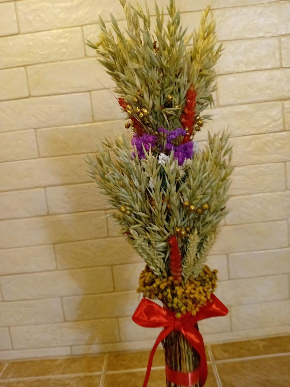 Дідух різдвяний з колосcя пшениці/льону та вівса 50-55 см з червоною стрічкою (2813747862) Дідух різдвяний з колосcя пшениці/льону та вівса 50-55 см з червоною стрічкою (2813747862)