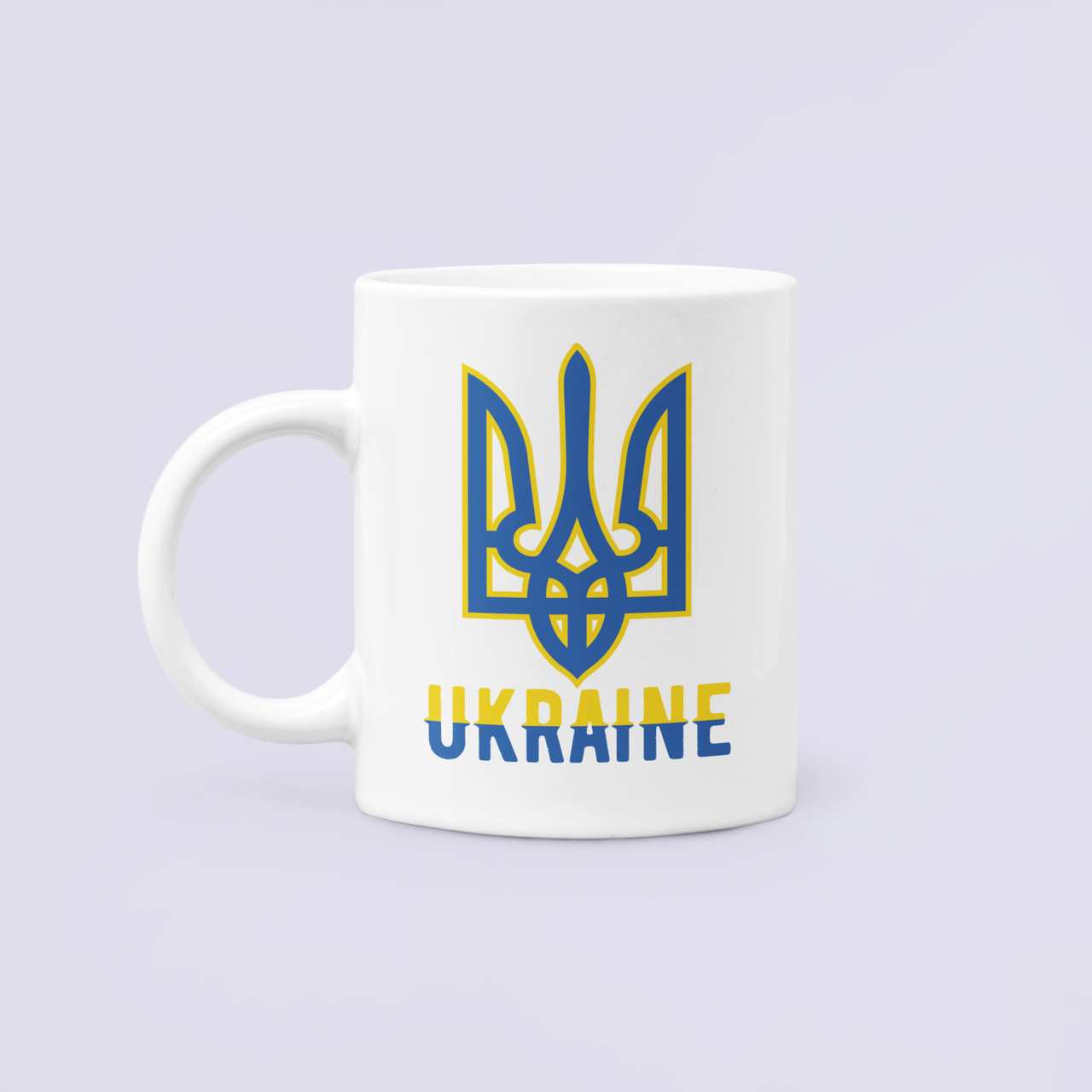 Чашка керамическая с принтом "UKRAINE" Герб Украины 3 330 мл Белый
