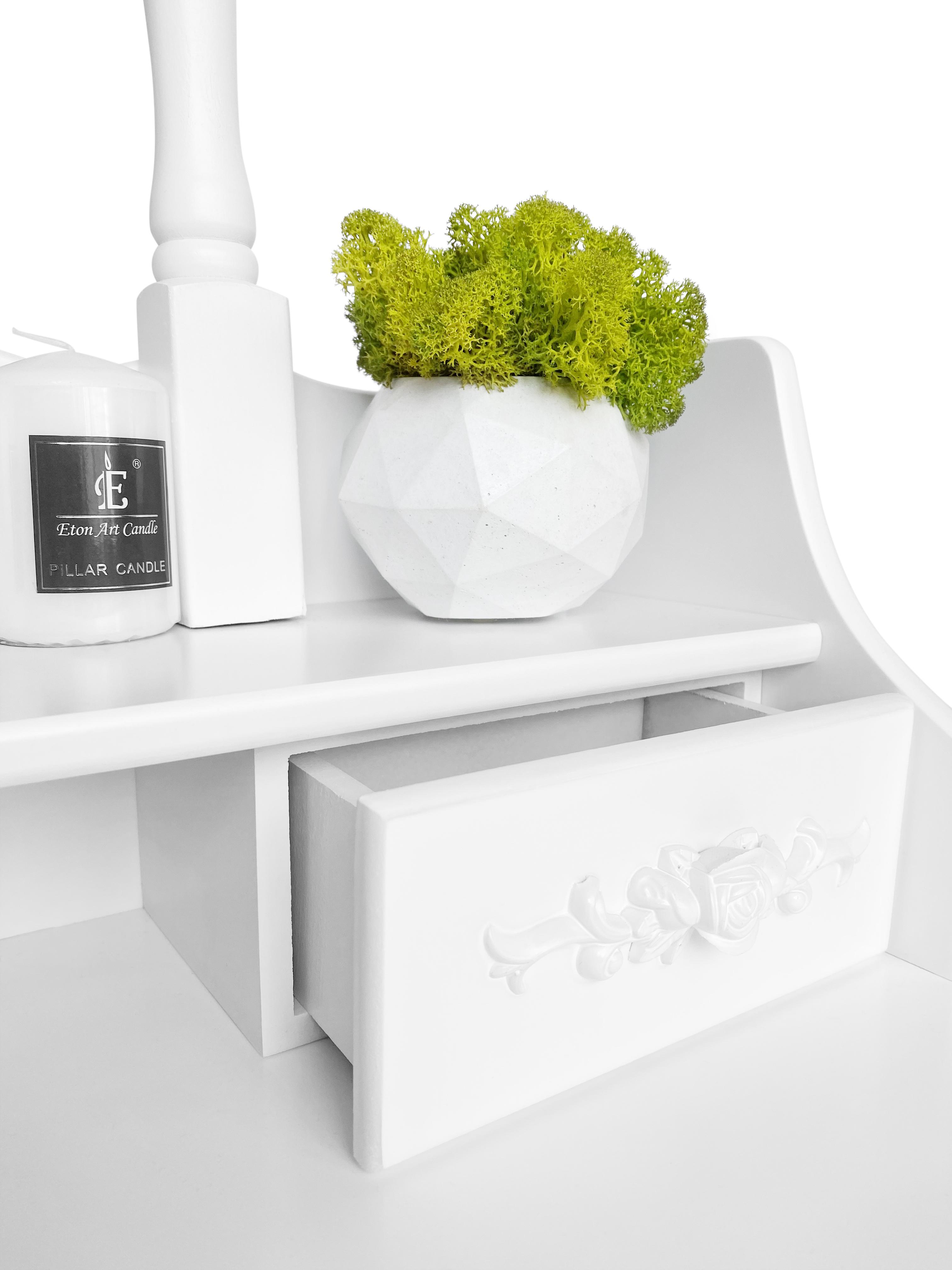 Туалетний столик з дзеркалом Homart Tioli з підсвіткою та табуретом Білий (9363) - фото 6 Туалетний столик з дзеркалом Homart Tioli з підсвіткою та табуретом Білий (9363) - фото 6