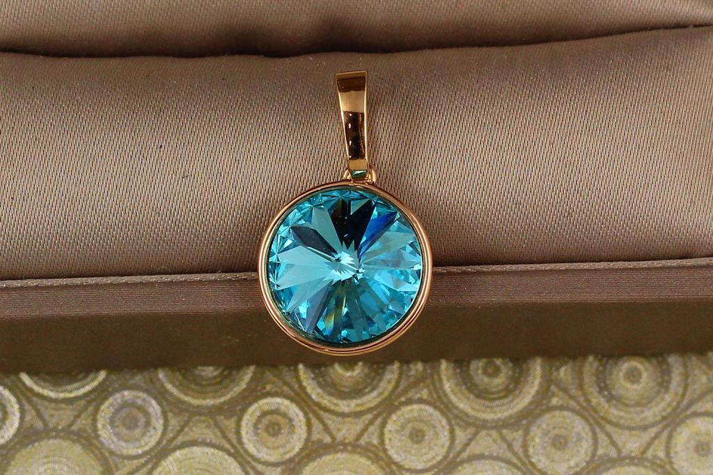 Кулон Xuping Jewelry большой камень Сваровский голубой хамелеон 1,4 см Золотистый (26861797)