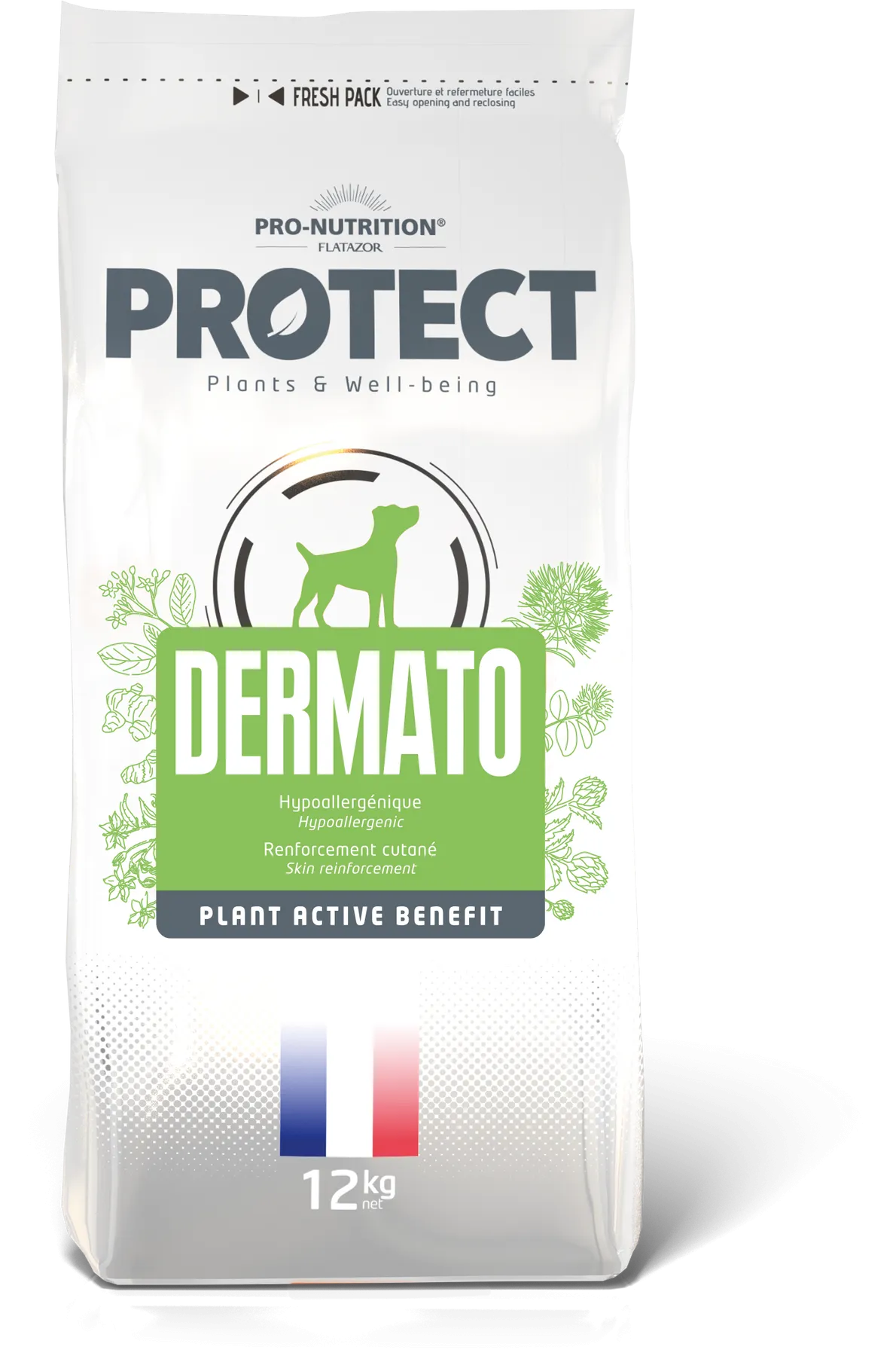 Корм лечебный Pro-Nutrition Flatazor PROTECT CHIEN DERMATO при заболеваниях кожи гипоаллергенный 12 кг - фото 1